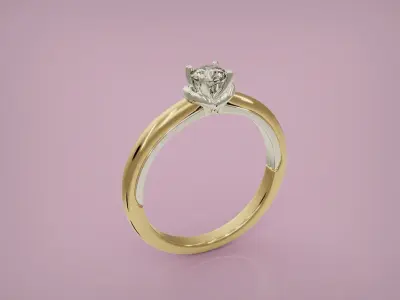 Anel solitario com aplique em 2 cores 3D print model