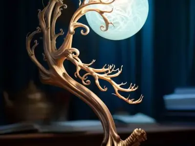 Fantasy Tree Lamp Glowing Orb Branching 3D Low-poly 3D model