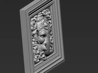Ganesha Head with Flowers Background A45 3D print model