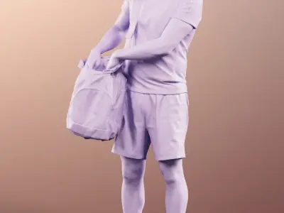 Farid 11760 - Sport Young Man With Bag And Beard 3D model