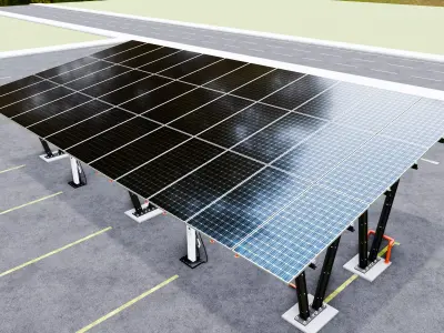 Solar Carport-4 Car Carport-3x12 Panels-Type-8 3D model