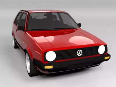 VW VOLKSWAGEN GOLF 2 LOWPOLY Low-poly 3D model