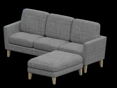 Sofa and Ottoman furniture set Low-poly 3D model
