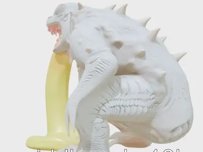 Glowing Slime Monster with Multiple Mouths Low-poly 3D model