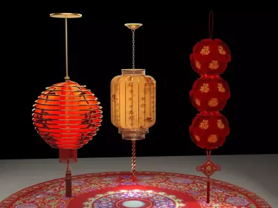 Chinese  red lantern  Low-poly 3D model purchase