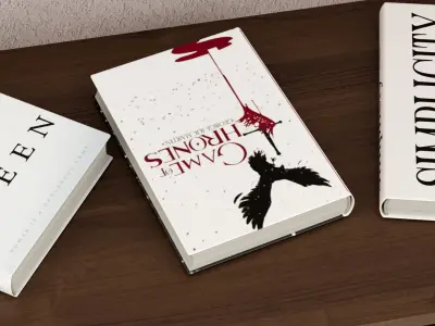 3D model of white hardcover books  3D model