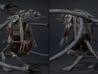 Ghost Barbarian Tentacle Low-poly 3D model