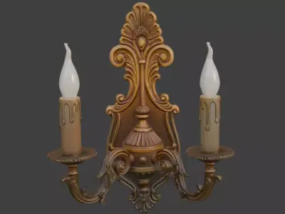 Ornate Antique Wall Sconce Lamp 3D Model 3D model