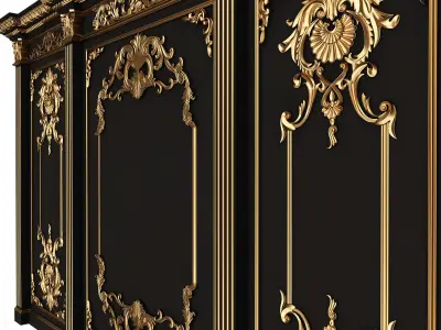 Boiserie Classic Panels and Decorative Crafts Wood 03 Low-poly 3D model