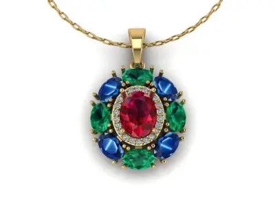 Beautifaul gold oval pendant design 3D print model