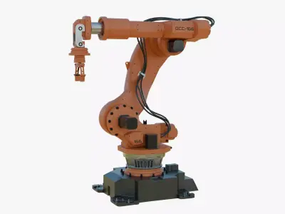 Industrial Robot Arm Orange Clean Low-poly 3D model