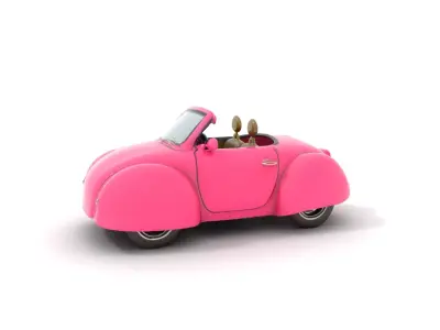 Pink Vintage Convertible model pack Low-poly 3D model