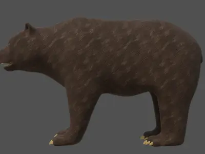 Stylized Brown bear realistic PBR Low-poly 3D model