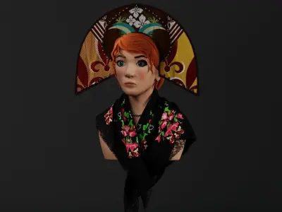 Kokoshnik crown Low-poly 3D model