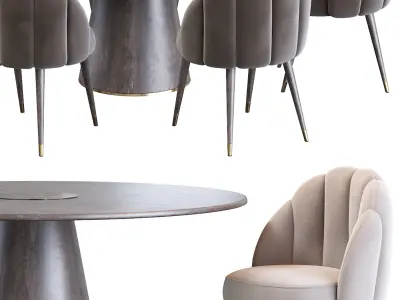 Daisy Chair and Bertoia Round Dining Table 3D model