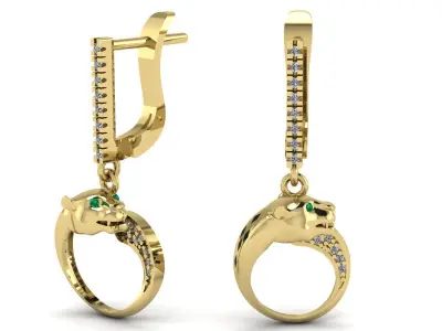 Jewelry Panthere Set ring earring 3D print model