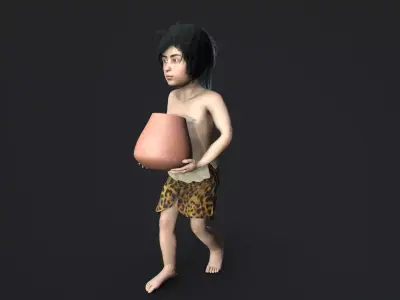hominid child Low-poly 3D model
