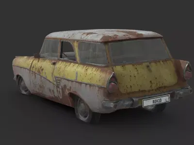 Abandoned Car - Ford Taunus Classic Low-poly 3D model