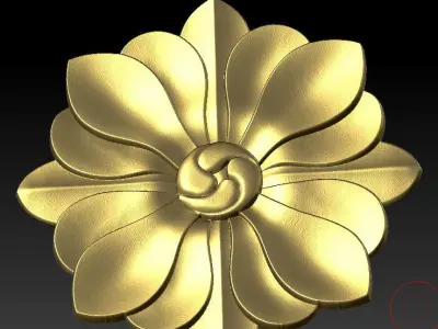 Classic 3D model of CNC interior sculpted inlaid with gold  3D model