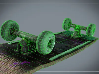 Skateboard PBR Game-ready with paint Low-poly 3D model