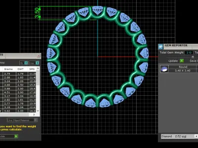 U Shaped Eternity Ring 3 point 4 mm stone size swiss 20 and EU60 3D print model