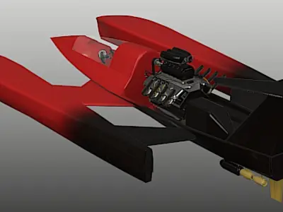 Drag Boat - Fast Motion - High Poly 3D model