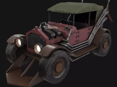 Steampunk - Low Poly 3D Car Model Low-poly 3D model