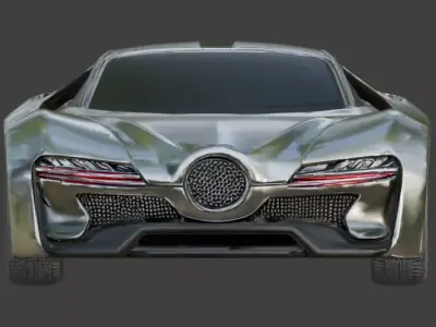 Luxury Silver Aerodynamic Car 3D Model Low-poly 3D model