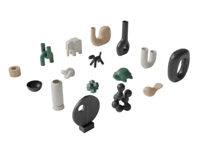 Modern Sculptures Pack Low-poly 3D model