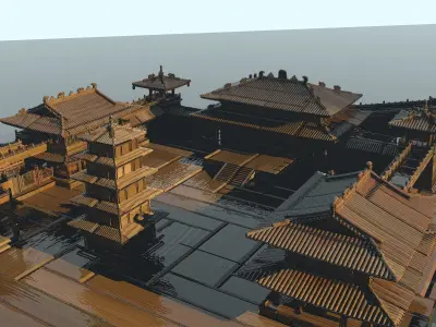 Chinese ancient house  3D model 36