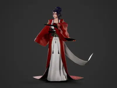 Chinese Noble Lady - Game Ready Low-poly 3D model