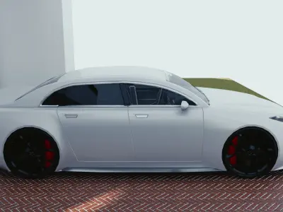 BLENDER EEVEE Brandless Small 4 door sedan Low-poly 3D model