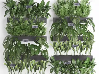 Wooden flower boxes wall decor vertical garden 41 3D model