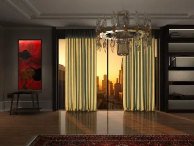 Living room - open kitchen 3D model