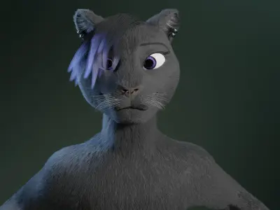 Tasha Anthro Panther 3D model