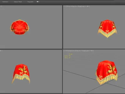 Cartoon chinese bride with red hijab - veil - silk scarf Low-poly 3D model