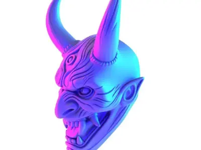 Japanese Hannya Mask The Third Eye Oni Red Devil toy 3D print model