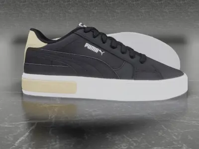 Puma 3D Shoes - White - Black - Gold Low-poly 3D model