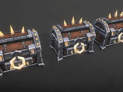 Treasure Chest Bundle Low-poly 3D model