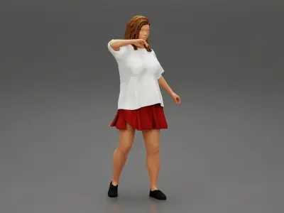 Young Beautiful Woman Wearing Casual Long T shirt Standing 3D print model