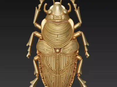 Golden Scarab Ornament - Luxury Insect Relief Sculpture 3D print model