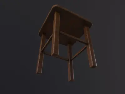 Wooden chair old 3D Model Low-poly 3D model
