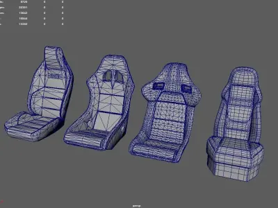 Car Seat Pack 02 Low-poly 3D model