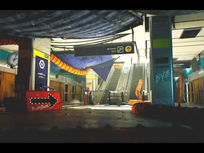 The Blue Metro 2029  Post Apocalyptic Metro Subway Environment  Low-poly 3D model