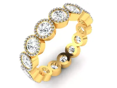 Band 3dm Render Details gold diamond eternity ring 3D print model