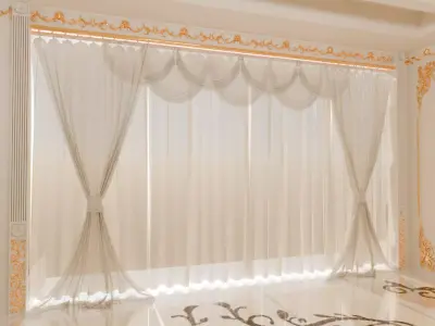 Elegant Royal Bedroom with Golden Ornaments 3D model