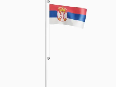 Flag of the Serbia Low-poly 3D model