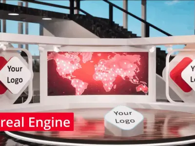3D TV Studio Fully Textured UV Mapped   Low-poly 3D model