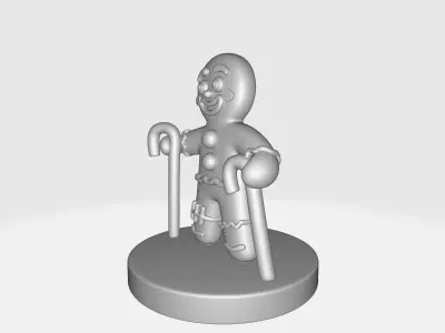 Gingerbread Man Figurine Candy Canes Festive Christmas Holiday  3D print model