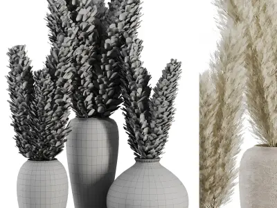 Indoor Plant SetV23 - Pampas old pot 3D model
